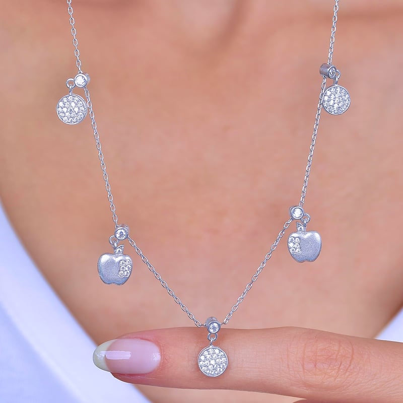 Elma Mevsimi Choker Gümüş Şans Kolye
