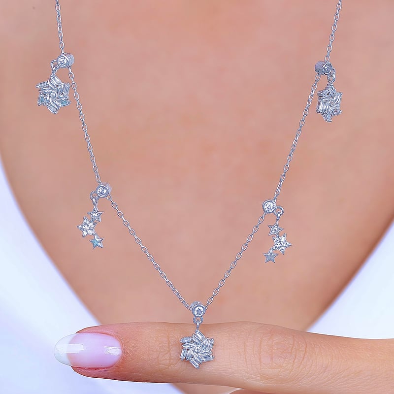 Gece Döngüsü Choker Gümüş Şans Kolye