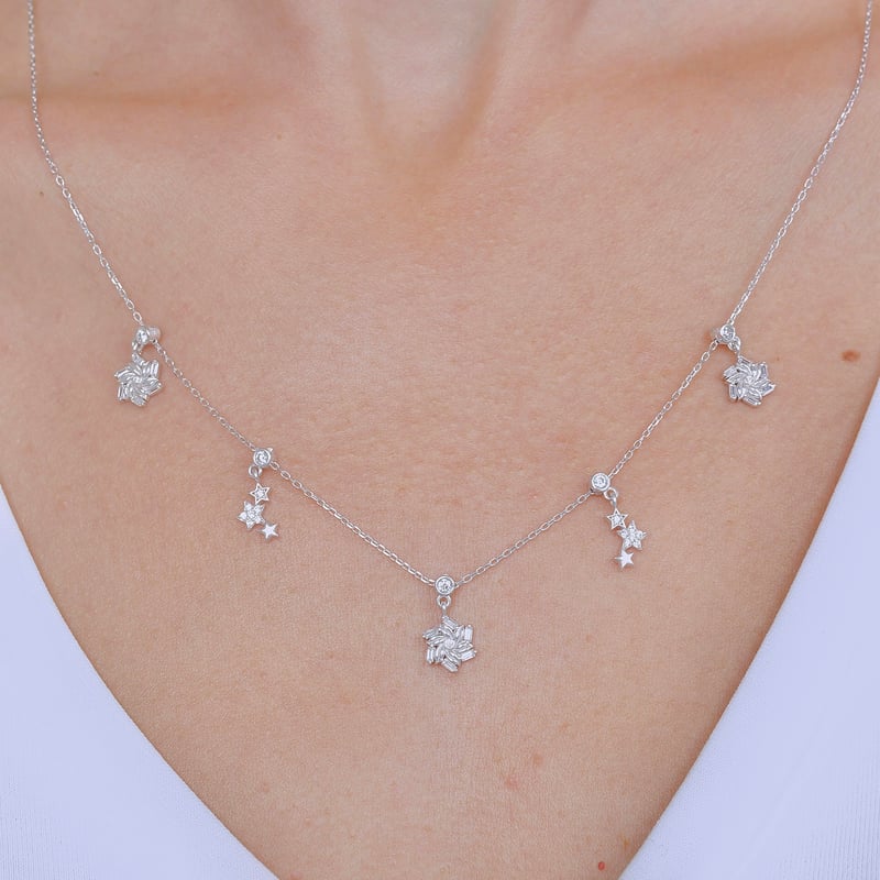 Gece Döngüsü Choker Gümüş Şans Kolye