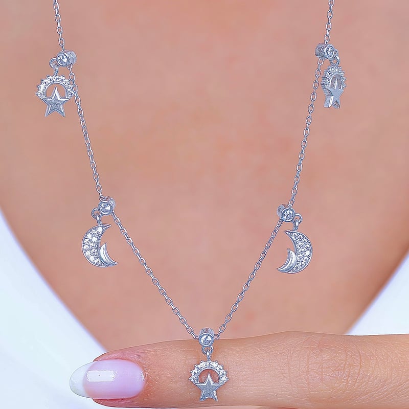 Gece Şöleni Choker Gümüş Şans Kolye