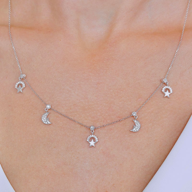 Gece Şöleni Choker Gümüş Şans Kolye
