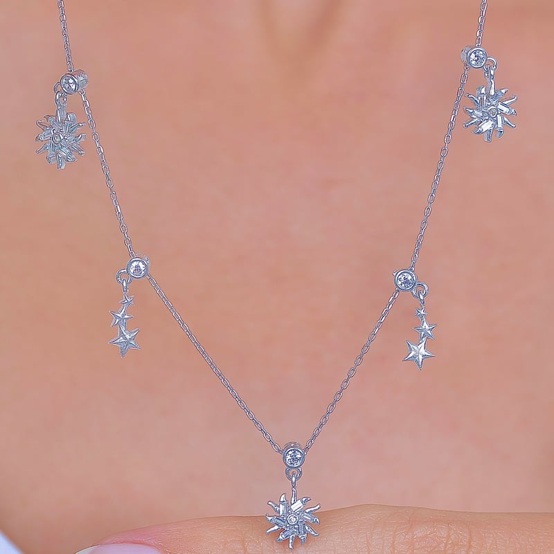 Gökyüzü Dansı Choker Gümüş Şans Kolye