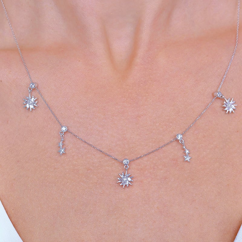 Gökyüzü Dansı Choker Gümüş Şans Kolye