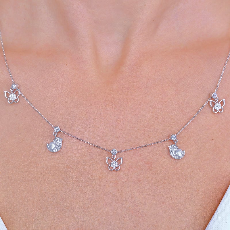 Gönül Bahçesi Choker Gümüş Şans Kolye