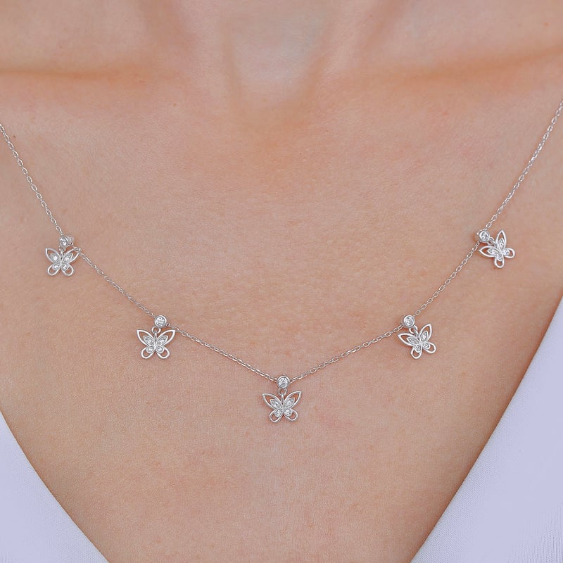 Harmoni Kanatları Choker Gümüş Şans Kolye