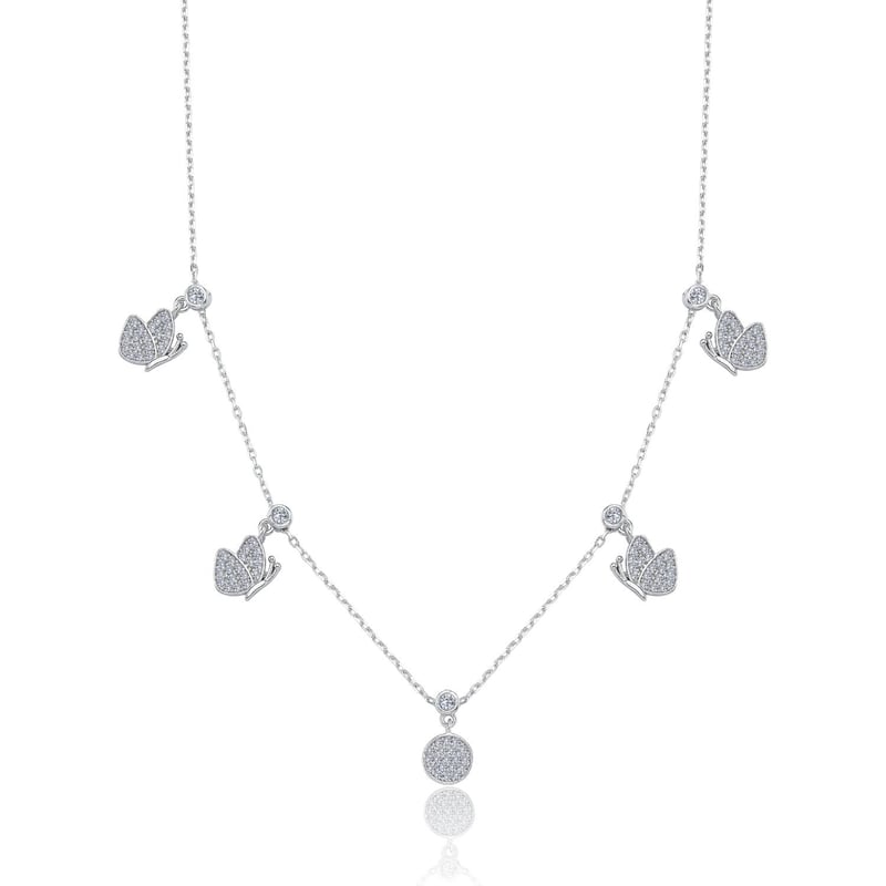 Işıltı Kelebeği Choker Gümüş Şans Kolye
