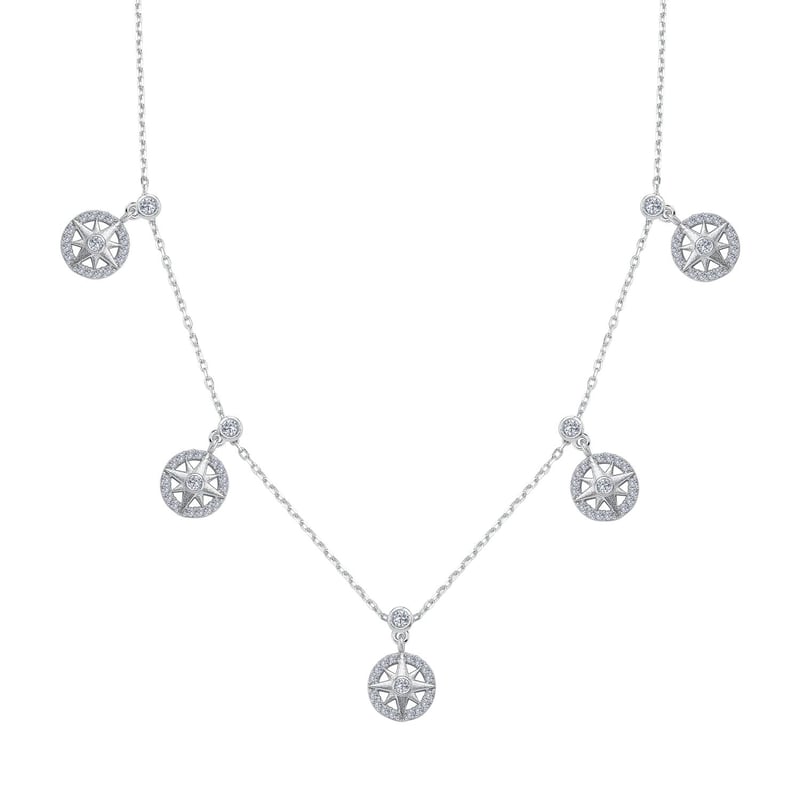 Işıltı Pusula Choker Gümüş Şans Kolye