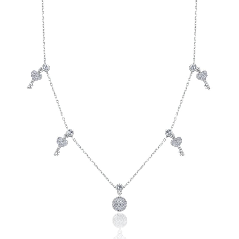 Işıltılı Anahtar Choker Gümüş Şans Kolye