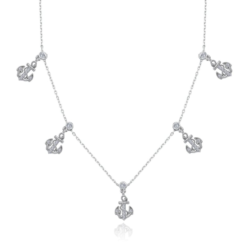 Işıltılı Çıpalar Choker Gümüş Şans Kolye
