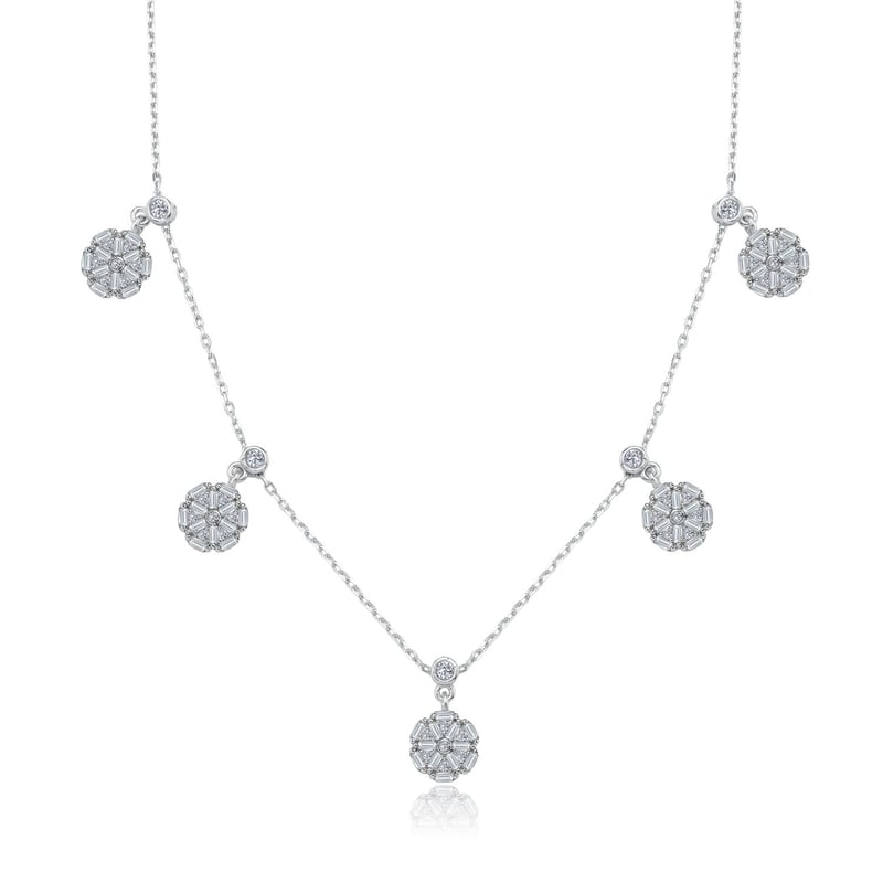 Işıltılı Güller Choker Gümüş Şans Kolye