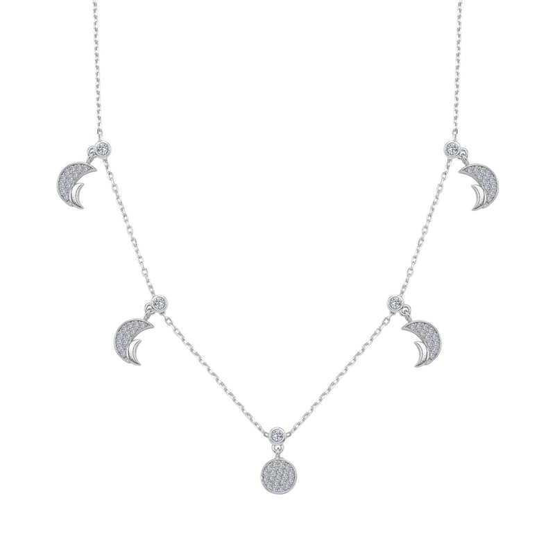 Işıltılı Hilal Choker Gümüş Şans Kolye