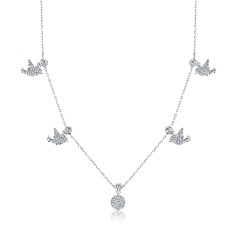 Işıltılı Kanatlar Choker Gümüş Şans Kolye