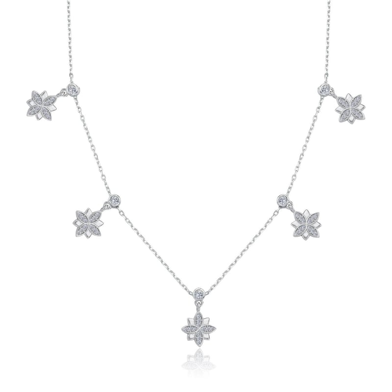 Işıltılı Lotus Choker Gümüş Şans Kolye