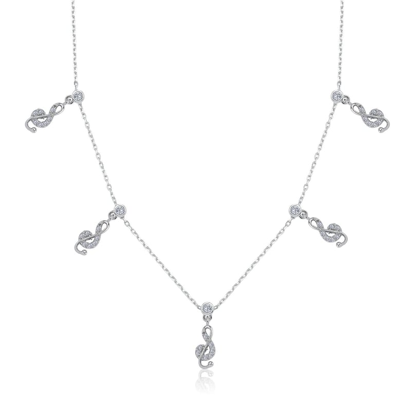 Işıltılı Melodi Choker Gümüş Şans Kolye
