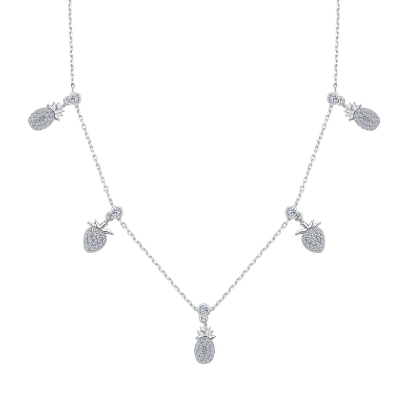 Işıltılı Meyveler Choker Gümüş Şans Kolye
