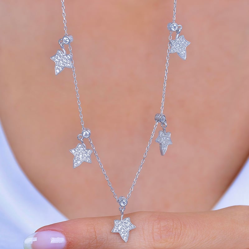 Işıltılı Yapraklar Choker Gümüş Şans Kolye