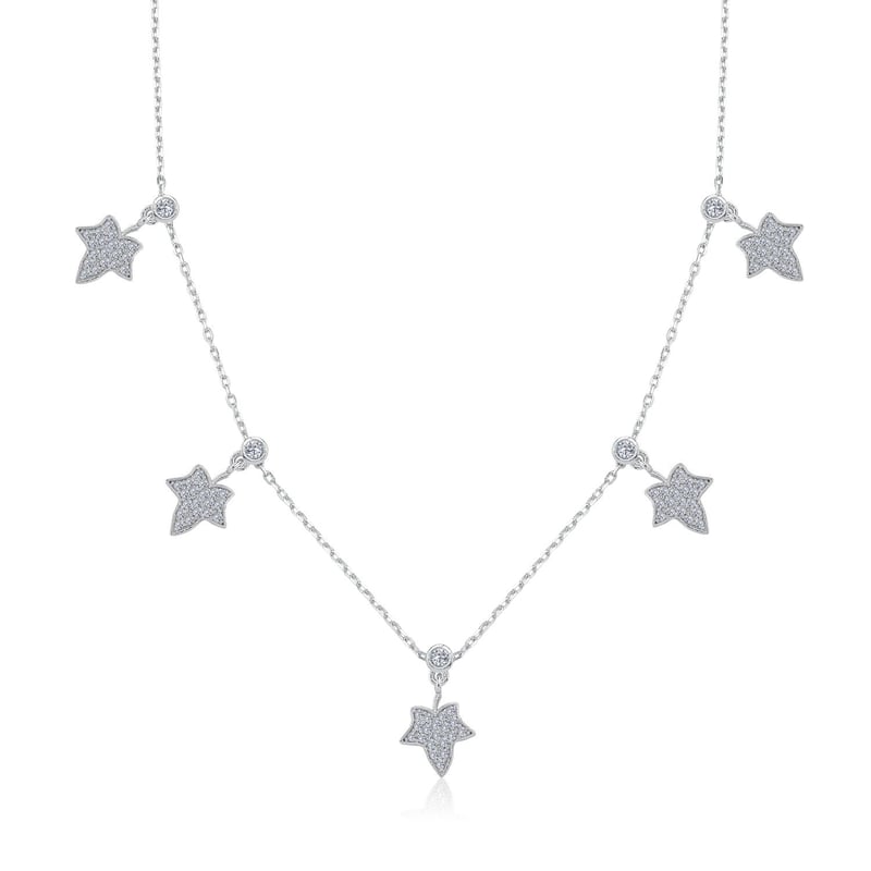 Işıltılı Yapraklar Choker Gümüş Şans Kolye