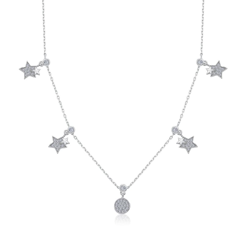 Işıltılı Yıldızlar Choker Gümüş Şans Kolye