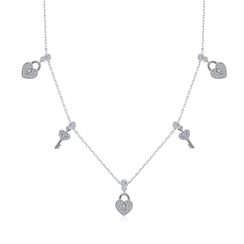 Kalp Anahtarı Choker Gümüş Şans Kolye
