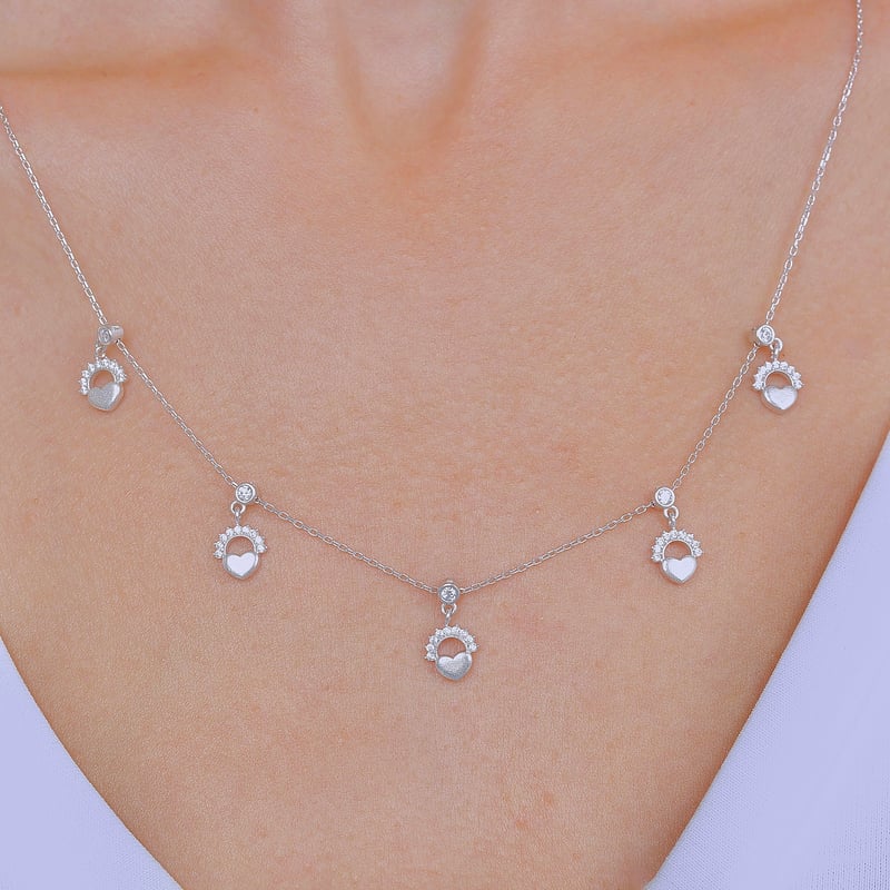 Kalp Güneşi Choker Gümüş Şans Kolye