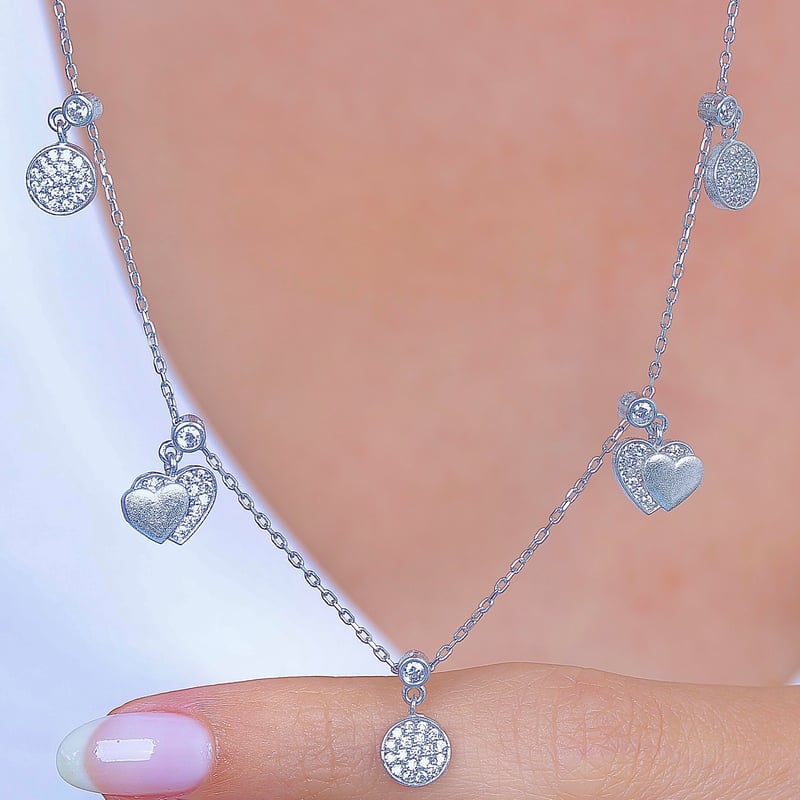 Kalp Yankısı Choker Gümüş Şans Kolye