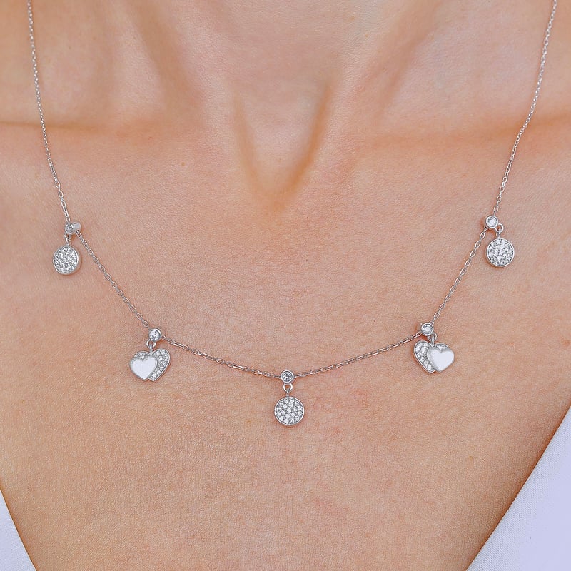 Kalp Yankısı Choker Gümüş Şans Kolye