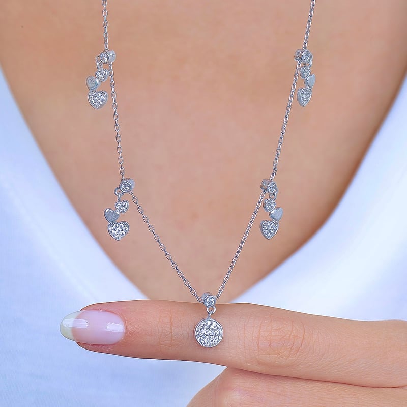 Kalp Yansıması Choker Gümüş Şans Kolye