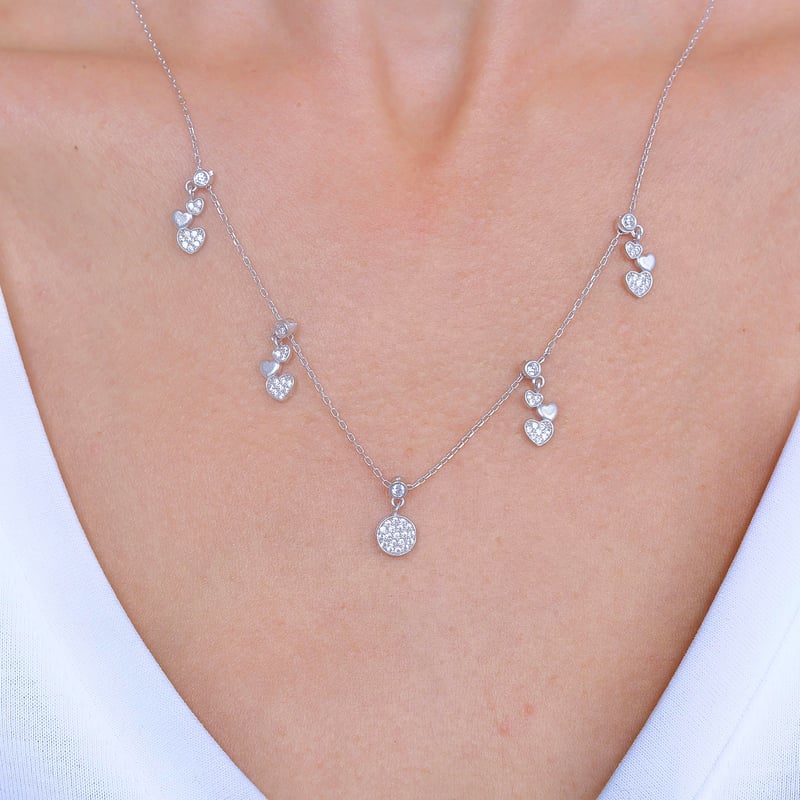 Kalp Yansıması Choker Gümüş Şans Kolye