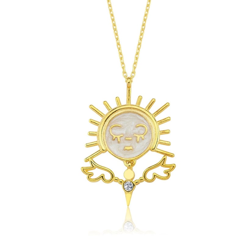 Kar Meleği Gold Renk Gümüş Kolye