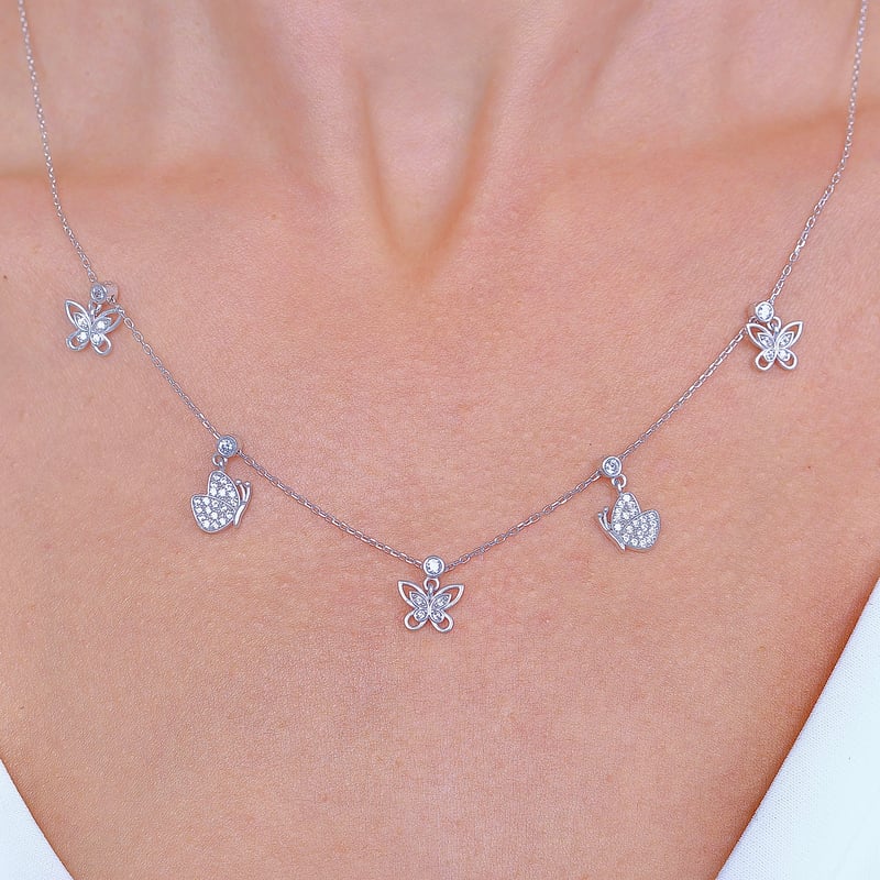 Kelebeğin Rüyası Choker Gümüş Şans Kolye