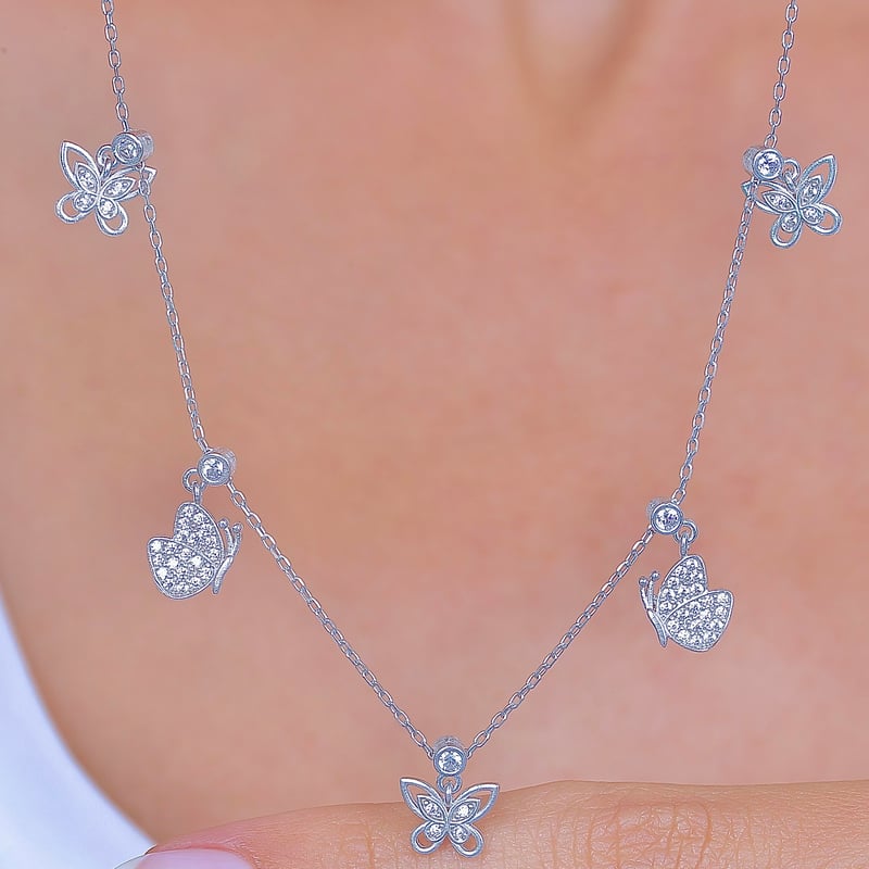 Kelebeğin Rüyası Choker Gümüş Şans Kolye