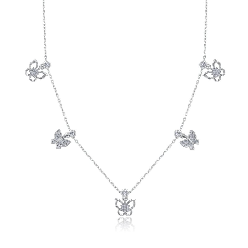 Kelebek Mevsimi Choker Gümüş Şans Kolye