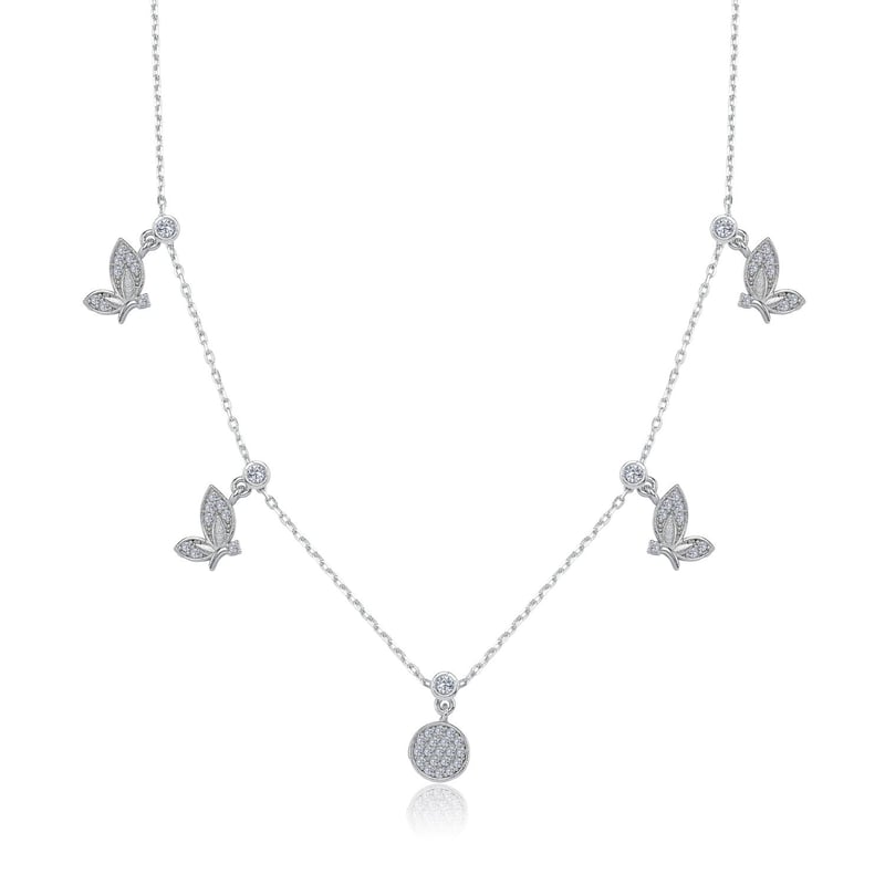 Kelebek Perisi Choker Gümüş Şans Kolye