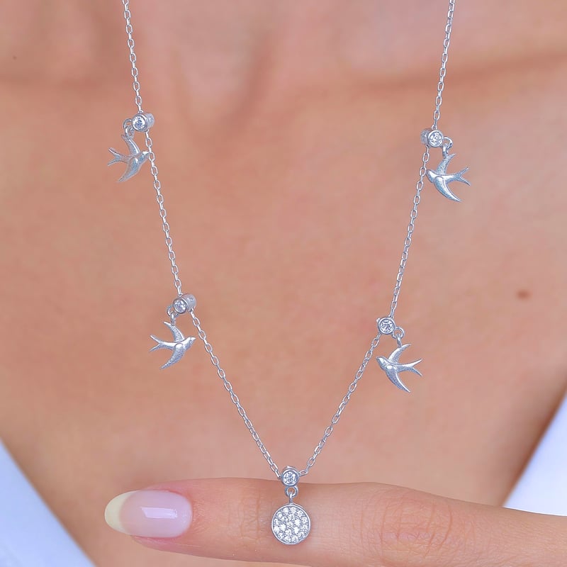 Kırlangıç Dansı Choker Gümüş Şans Kolye