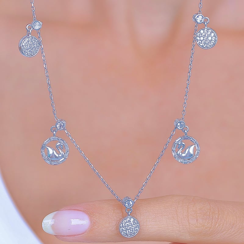 Kuğuların Dansı Choker Gümüş Şans Kolye