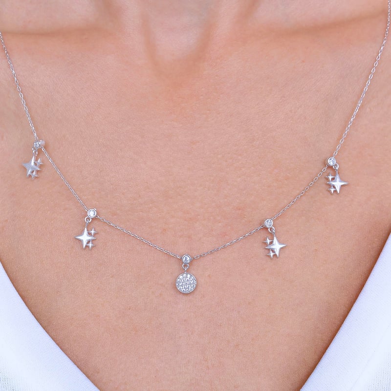 Kutup Parıltısı Choker Gümüş Şans Kolye