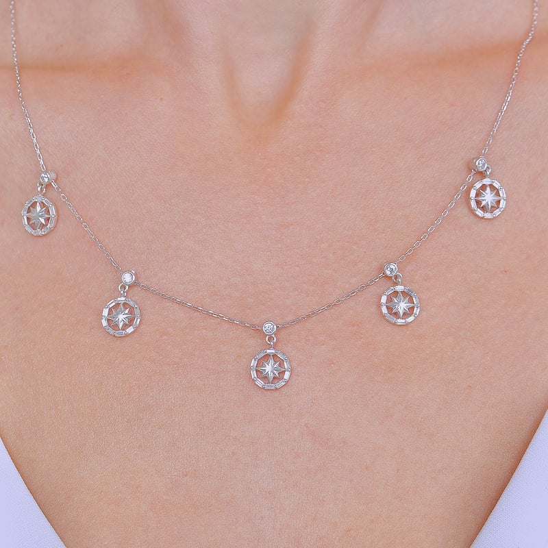 Kutup Yıldızları Choker Gümüş Şans Kolye
