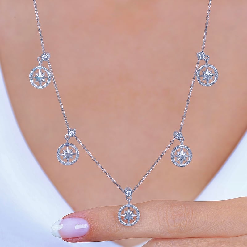 Kutup Yıldızları Choker Gümüş Şans Kolye