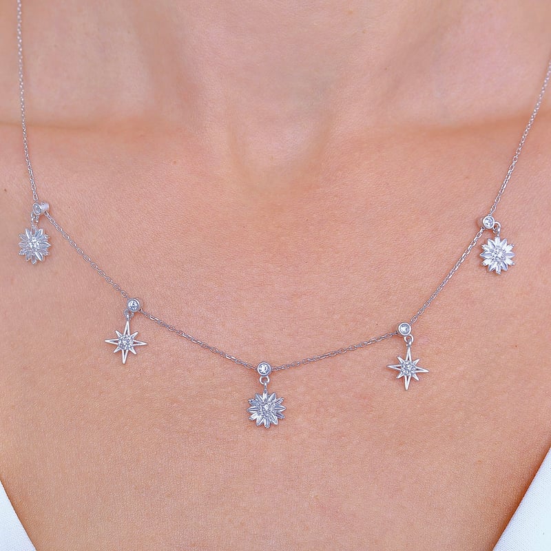 Kuzey Güneşi Choker Gümüş Şans Kolye
