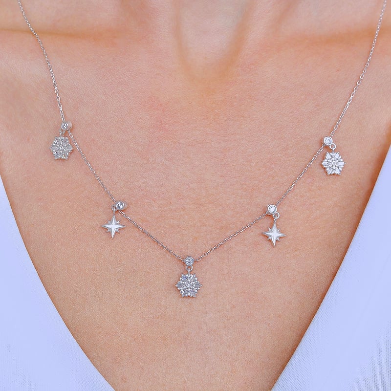 Kuzey Kristali Choker Gümüş Şans Kolye