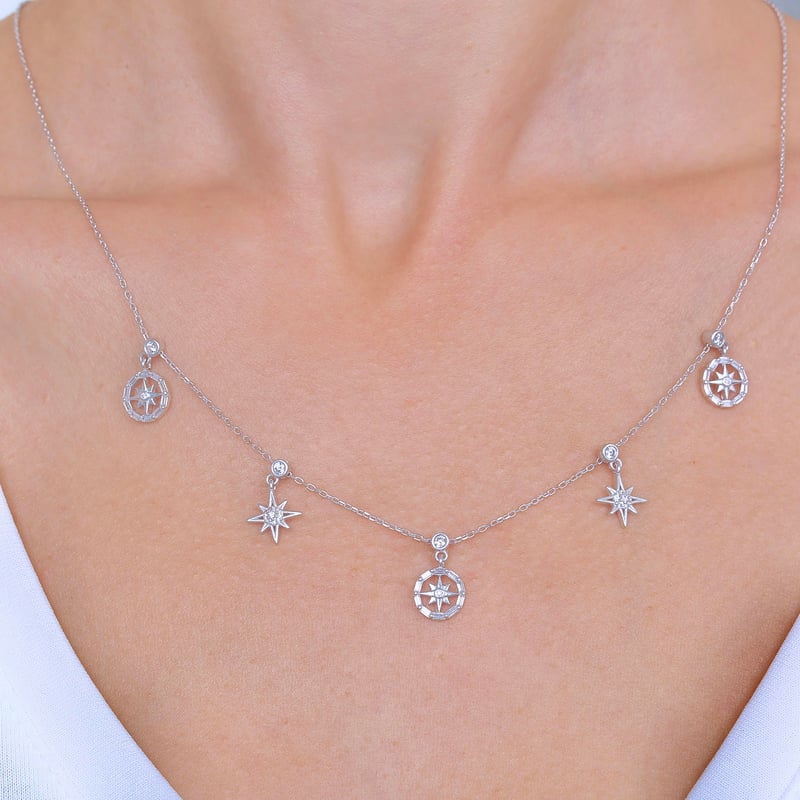 Kuzey Yıldızı Choker Gümüş Şans Kolye
