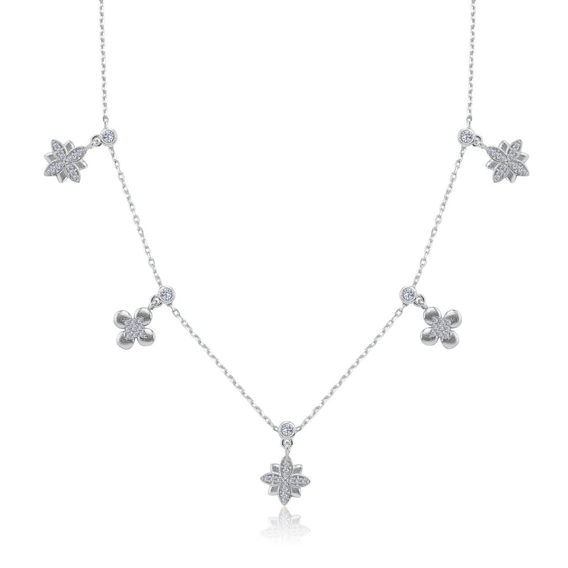 Lotus Buketi Choker Gümüş Şans Kolye