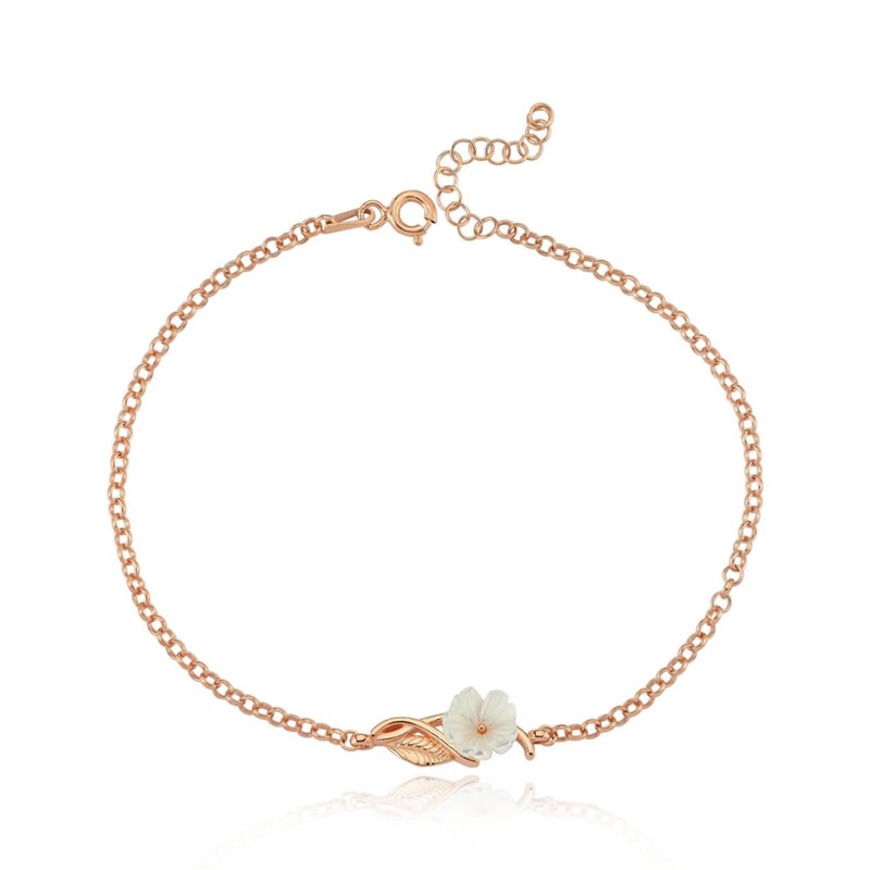 Manolya Çiçeği Asaleti Rose Renk Gümüş Halhal