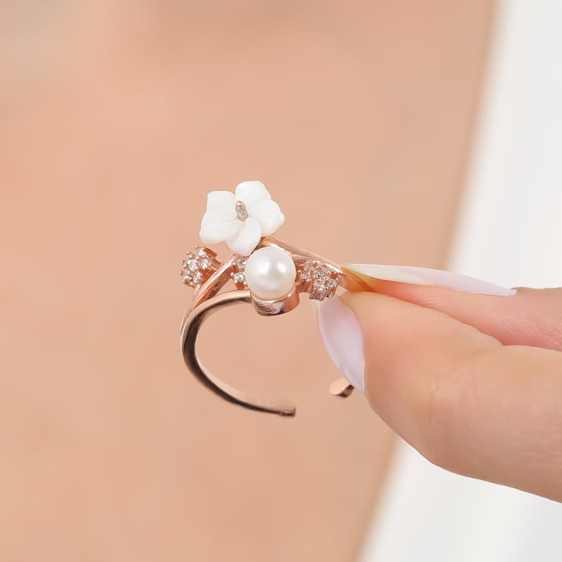 Manolya Çiçeği İnci Senfonisi Flowers Gümüş Yüzük