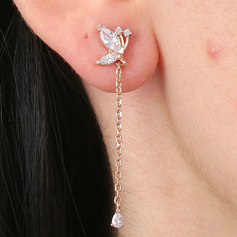 Markiz Kelebeği Trend Rose Renk Gümüş Küpe