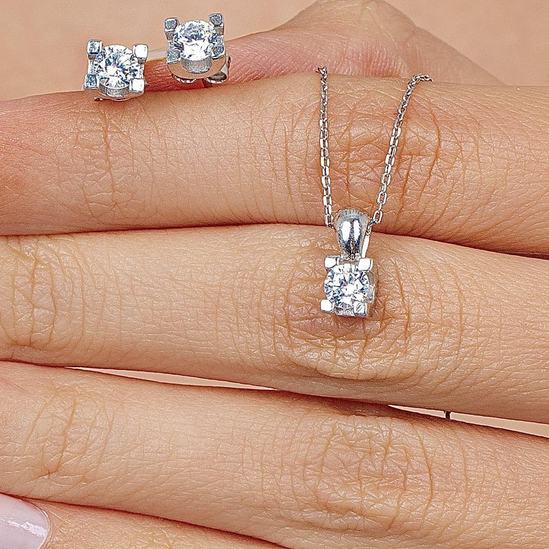 Mia Zirconia 0.60 Karat U Model Tektaş Gümüş İkili Set