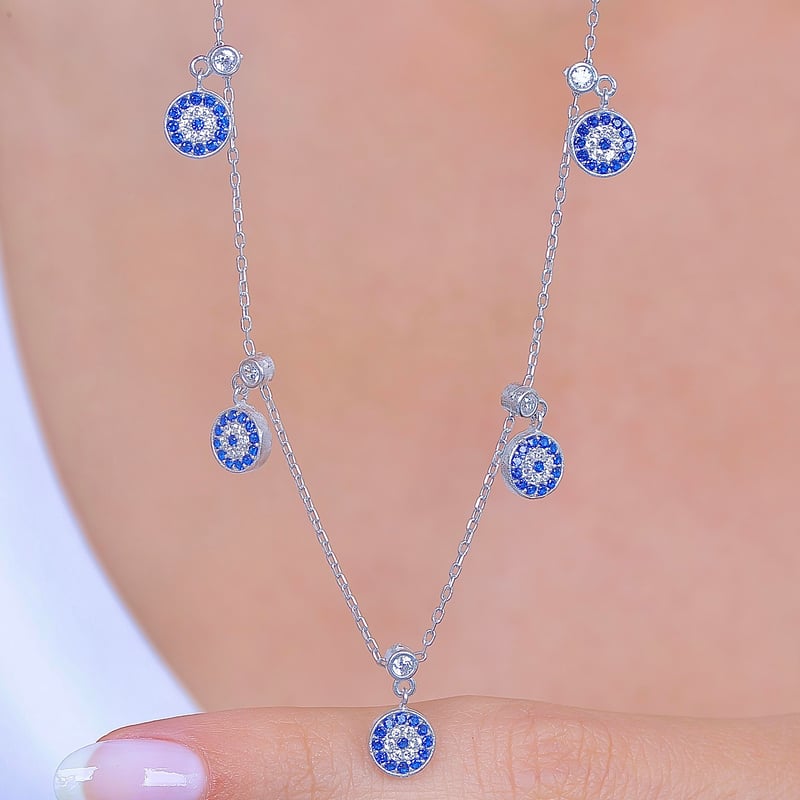 Nazar Boncuğu Choker Gümüş Şans Kolye