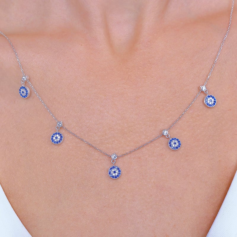 Nazar Boncuğu Choker Gümüş Şans Kolye