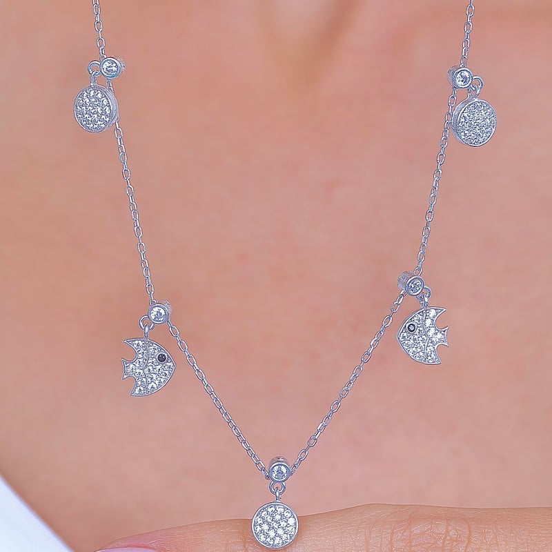 Okyanus Işıltısı Choker Gümüş Şans Kolye