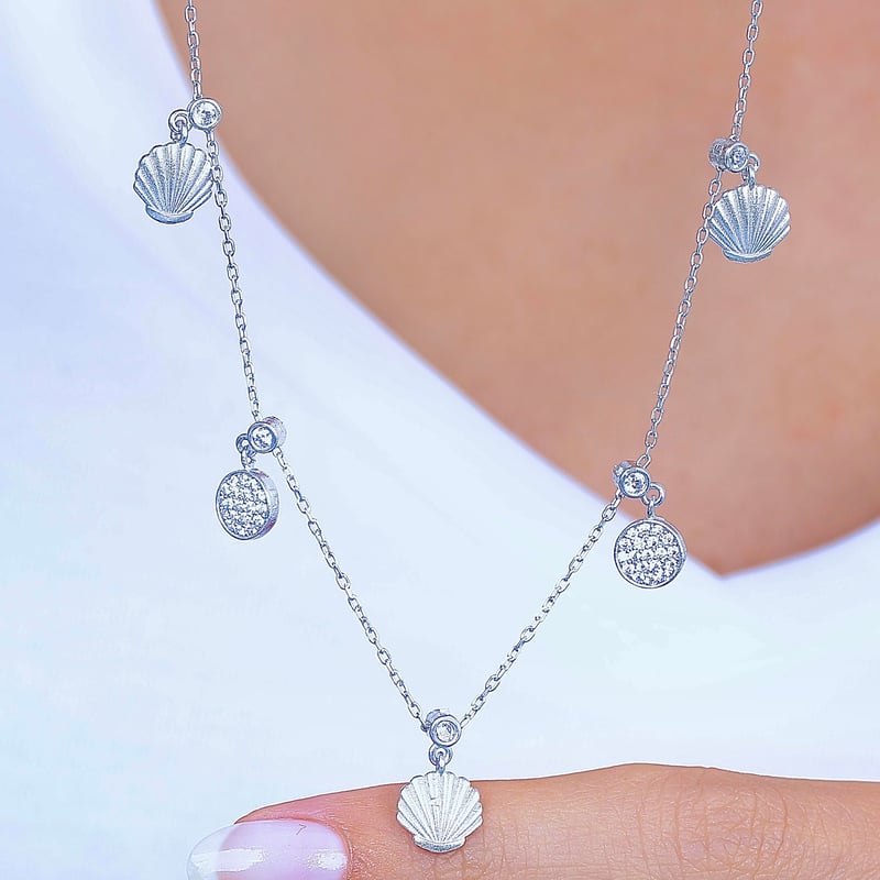 Okyanus Parıltısı Choker Gümüş Şans Kolye